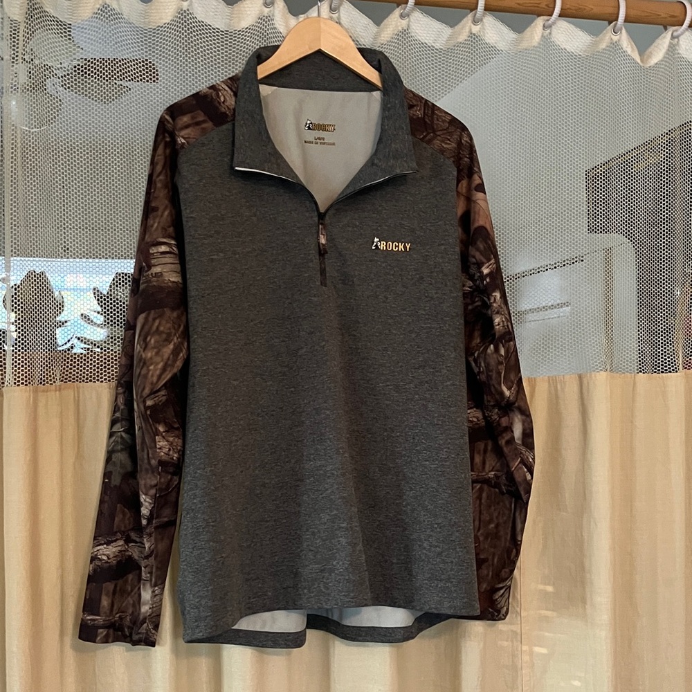 Rocky Men's Gray and Brown Camo Sweatshirt